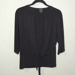 CLARA SUNWOO Elegant Black Minimalist Tie-Front Top Women's Size S